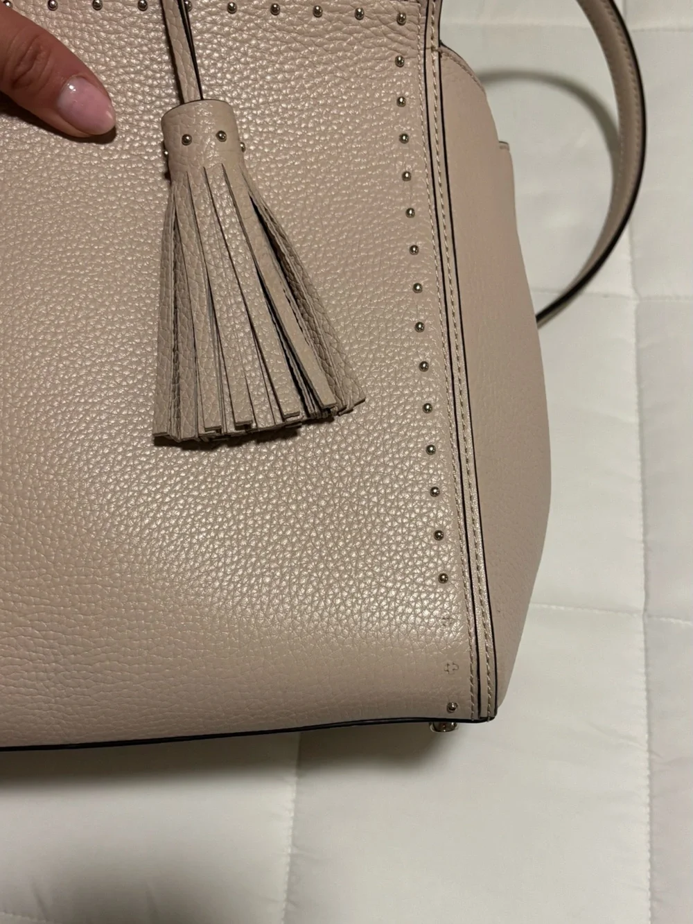 Kate Spade Pebbled Tassel Tote Bag in Blush